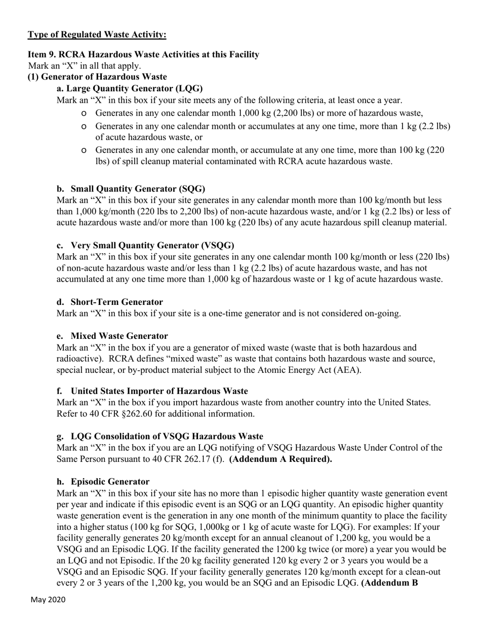 Instructions for DEP Form 62-730.900(1)(B), 8700-12FL Florida Notification of Regulated Waste Activity - Florida, Page 4