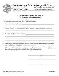 Form LL-04 &quot;Statement of Dissolution for Limited Liability Company&quot; - Arkansas