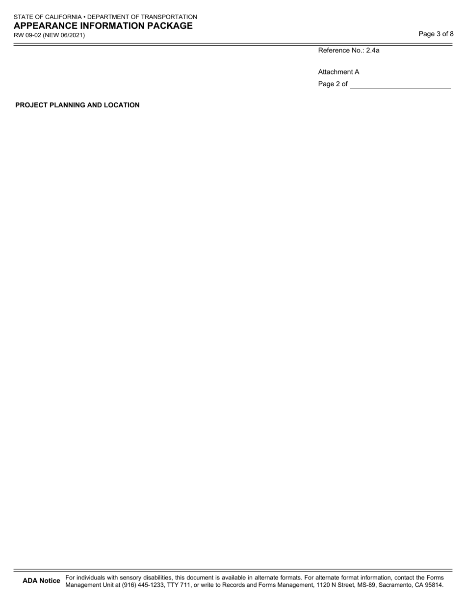 Form RW09-02 Appearance Information Package - California, Page 3