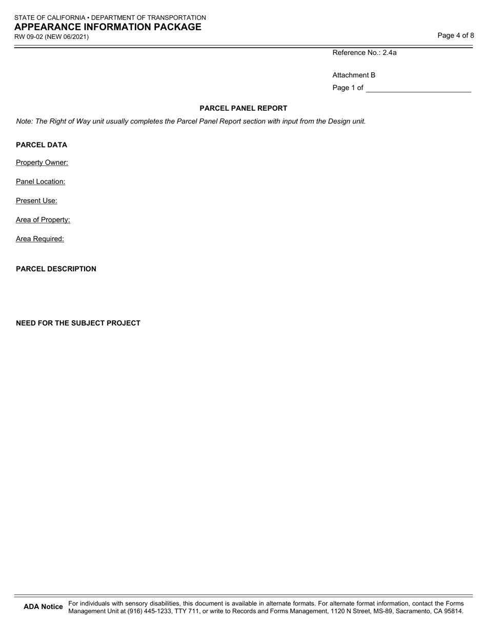 Form RW09-02 Appearance Information Package - California, Page 4