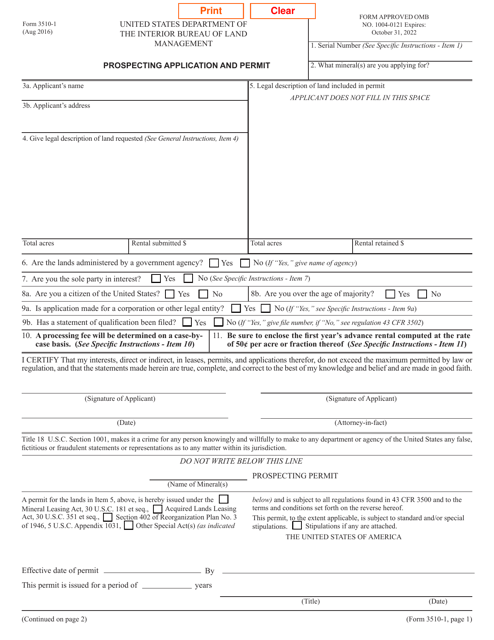 Form 3510-1  Printable Pdf