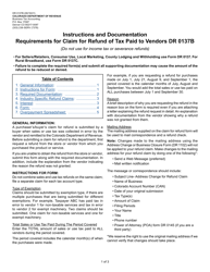 Document preview: Form DR0137B Claim for Refund of Tax Paid to Vendors - Colorado