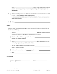 Form JDF1516 Final Order for Parentage - Colorado, Page 3