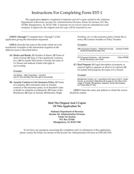 Form EST-1 Application for Estate Tax Waiver - Alabama, Page 2