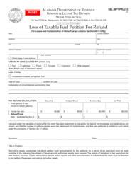 Form B&amp;L: MFT-PRLU &quot;Loss of Taxable Fuel Petition for Refund&quot; - Alabama