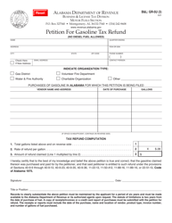 Document preview: Form B&L: GR-5U Petition for Gasoline Tax Refund - Alabama