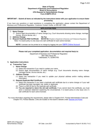 Form DBPR CPA8 &quot;CPA Request for Name/Address Change&quot; - Florida