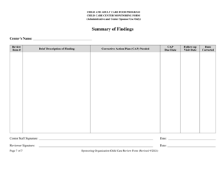 Child Care Center Monitoring Form - Georgia (United States), Page 7