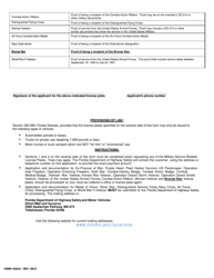 Form HSMV83034 Application for Military Service-Related License Plates - Florida, Page 2