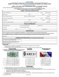 Form HSMV83043 &quot;Application for Personalized License Plate&quot; - Florida