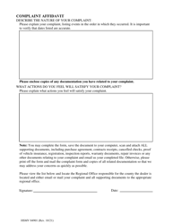 Form HSMV84901 Complaint Affidavit - Florida, Page 2