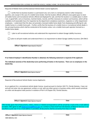 Form HSMV86056 &quot;Application for a License as a Motor Vehicle, Mobile Home or Recreational Vehicle Dealer&quot; - Florida, Page 4