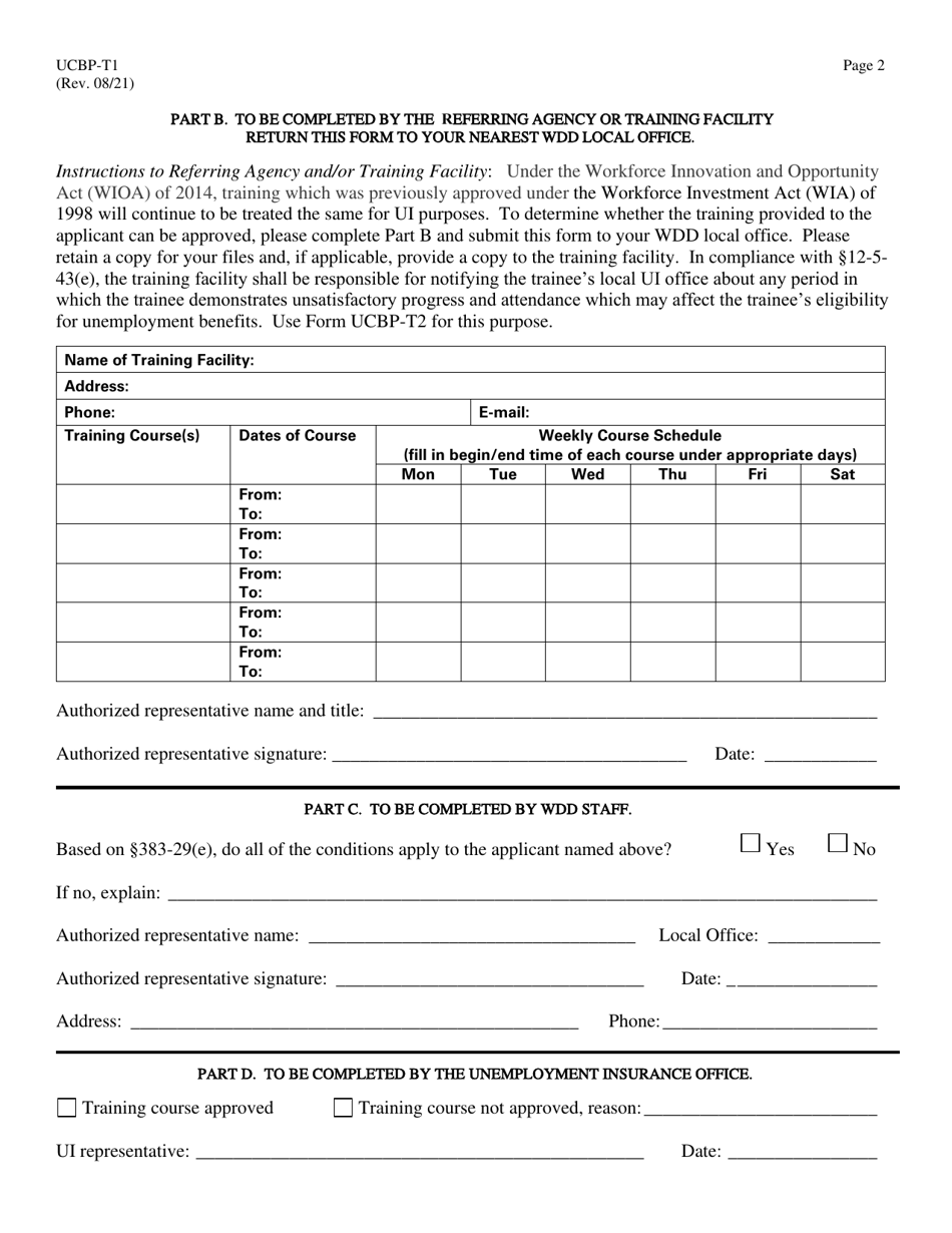 Form UCBP-T1 Application for Determination of Eligibility for Unemployment Insurance Benefits During a Period of Training - Hawaii, Page 2