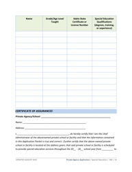 Private School or Facility Special Education Program Services Application Packet - Idaho, Page 6