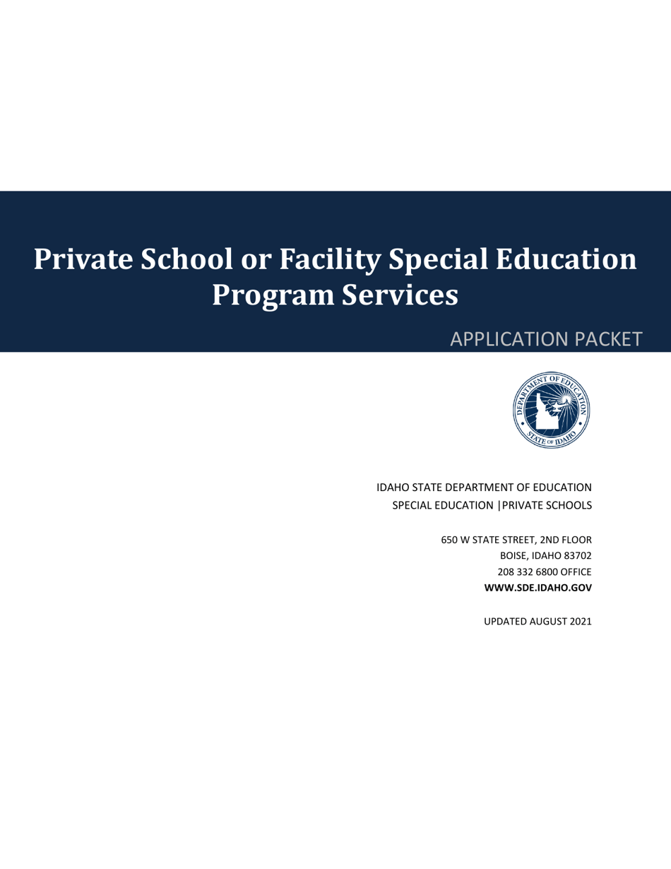 Idaho Private School or Facility Special Education Program Services ...