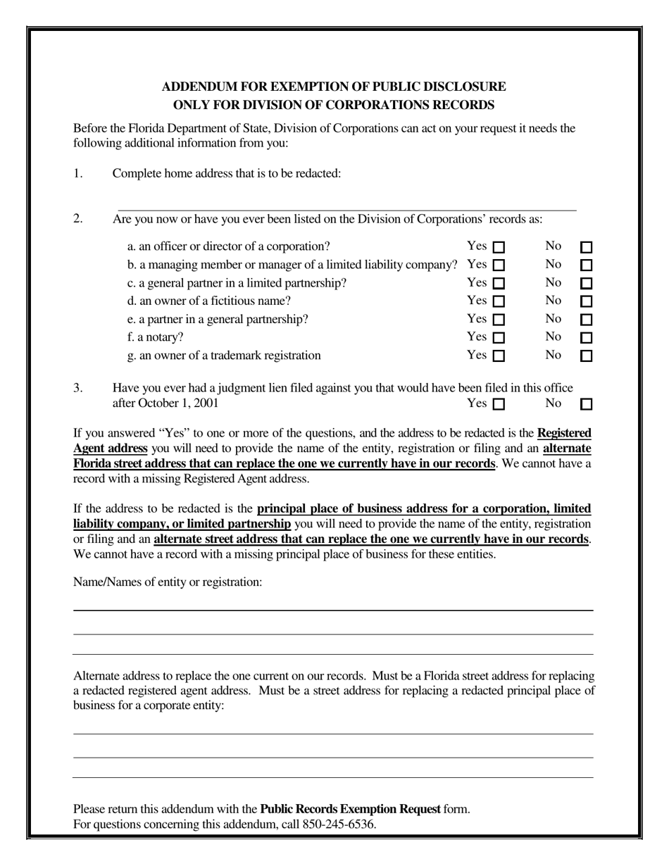 Public Records Exemption Request - Florida, Page 3