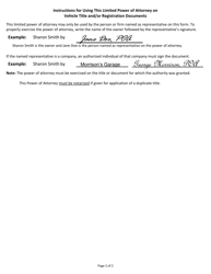 Form ITD3368 &quot;Limited Power of Attorney for Specific Motor Vehicle/Vessel&quot; - Idaho, Page 2