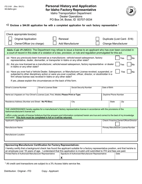 Form ITD3181  Printable Pdf