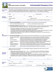 Document preview: Unforeseeable Emergency Form - Retirement Investors' Club (Ric) - Iowa