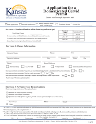 Document preview: Application for a Domesticated Cervid Permit - Kansas