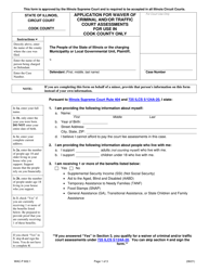 Form WAC-P602.1 &quot;Application for Waiver of Criminal and/or Traffic Court Assessments&quot; - Cook County, Illinois