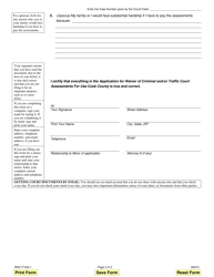 Form WAC-P602.1 Application for Waiver of Criminal and/or Traffic Court Assessments - Cook County, Illinois, Page 3