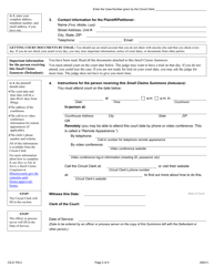Form CS-S705.2 Small Claims Summons - Illinois, Page 2