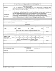 DA Form 7888 Occupational Physical Assessment Test Scorecard