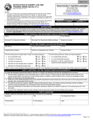 State Form 54801 &quot;Notification of Exempt Live Fire Training Under 326 Iac 4-1-3&quot; - Indiana