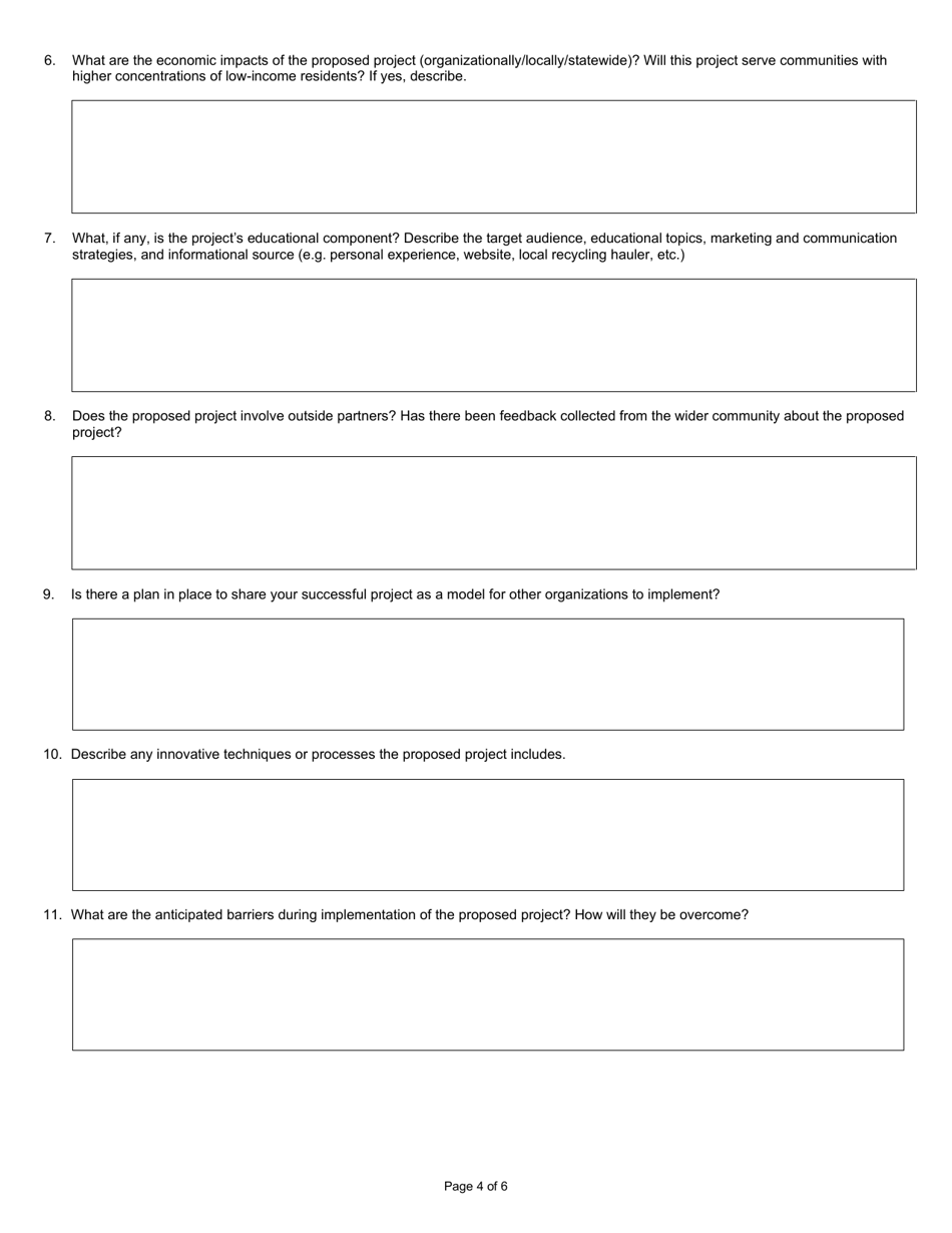 State Form 56847 Community Recycling Grant Program Application - Indiana, Page 4