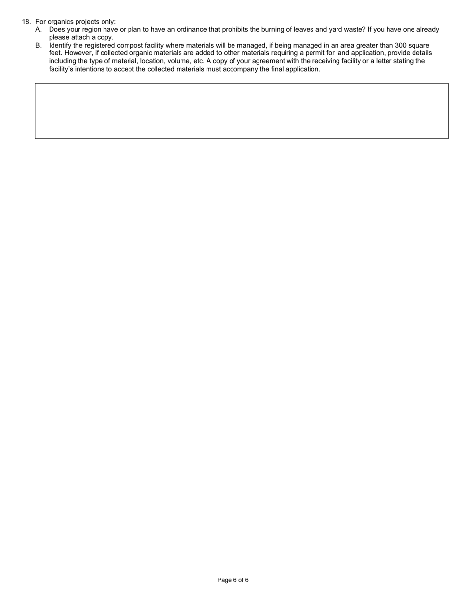 State Form 56847 Community Recycling Grant Program Application - Indiana, Page 6