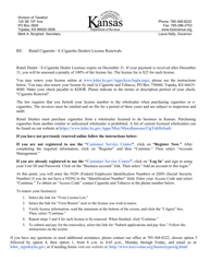 Document preview: Form CG-84 Retail Cigarette/E-Cigarette Dealer's Renewal Application - Kansas, 2023