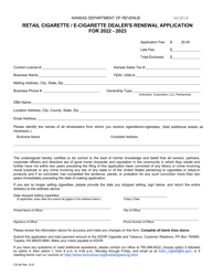 Form CG-84 Retail Cigarette/E-Cigarette Dealer&#039;s Renewal Application - Kansas, Page 2
