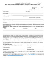 Form TB-86 Tobacco Product Distributor's Renewal Application - Kansas, Page 2