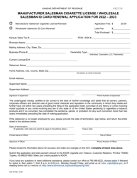 Form CG-34 Manufacturer Salesman Cigarette License/Wholesale Salesman Id Card Renewal Application - Kansas, Page 2