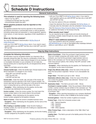 Document preview: Instructions for Form RMFT-32 Schedule D Mft, Ust, and Eif Gasoline Products Sold and Distributed Tax- and Fee-Free in Illinois to Licensed Distributors and Receivers - Illinois