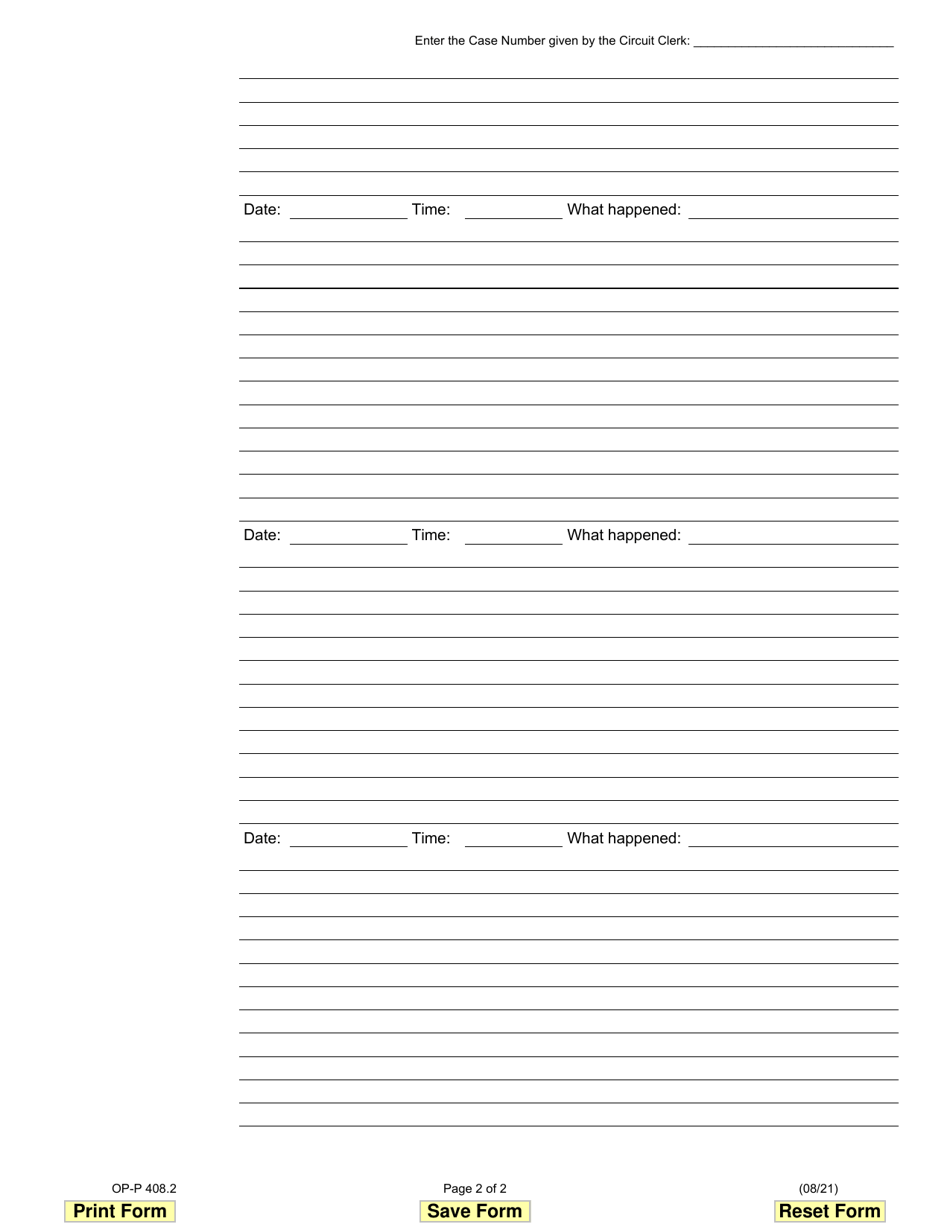 Form OP-AA408.2 Additional Incidents of Abuse - Illinois, Page 2