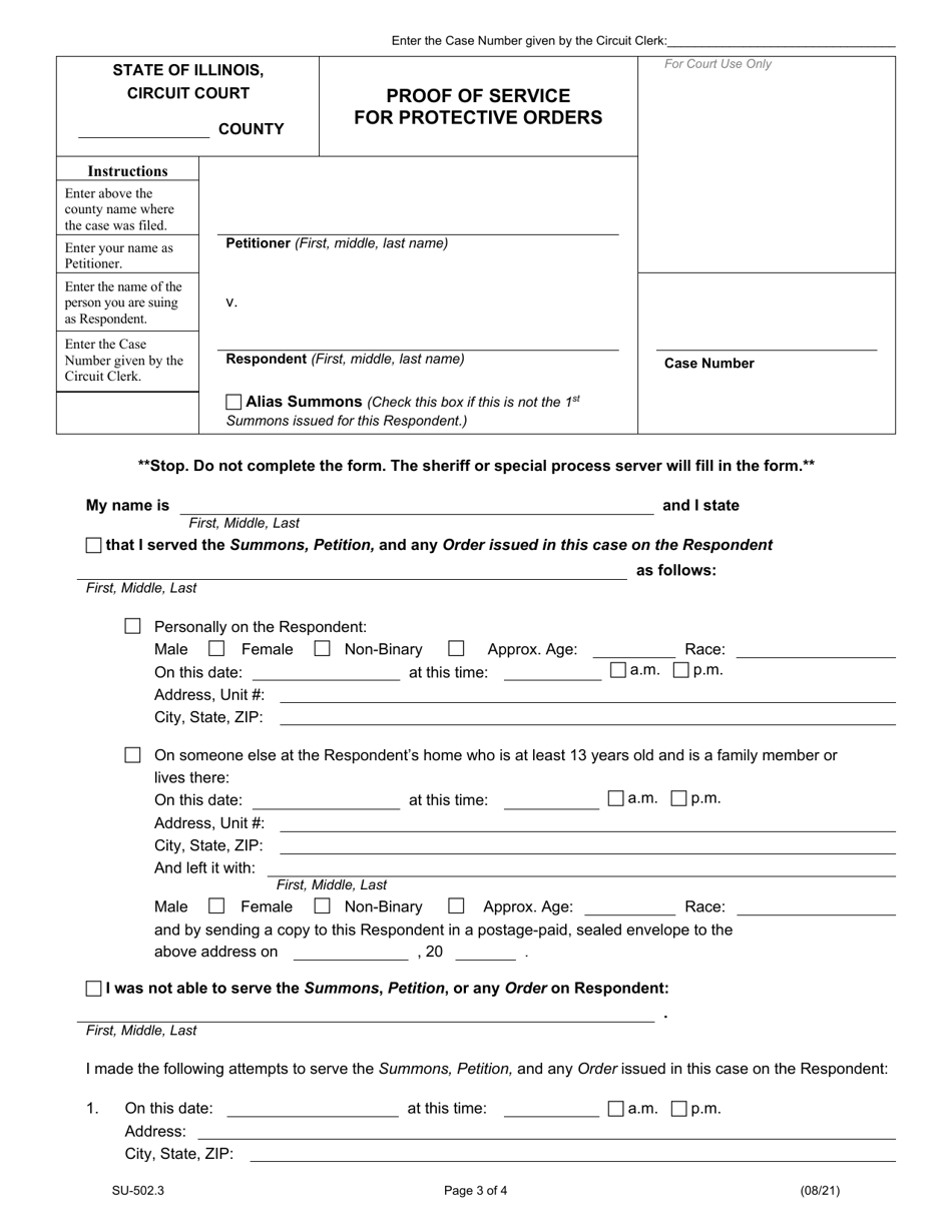 Form SU-502.3 Summons - Protective Orders - Illinois, Page 3