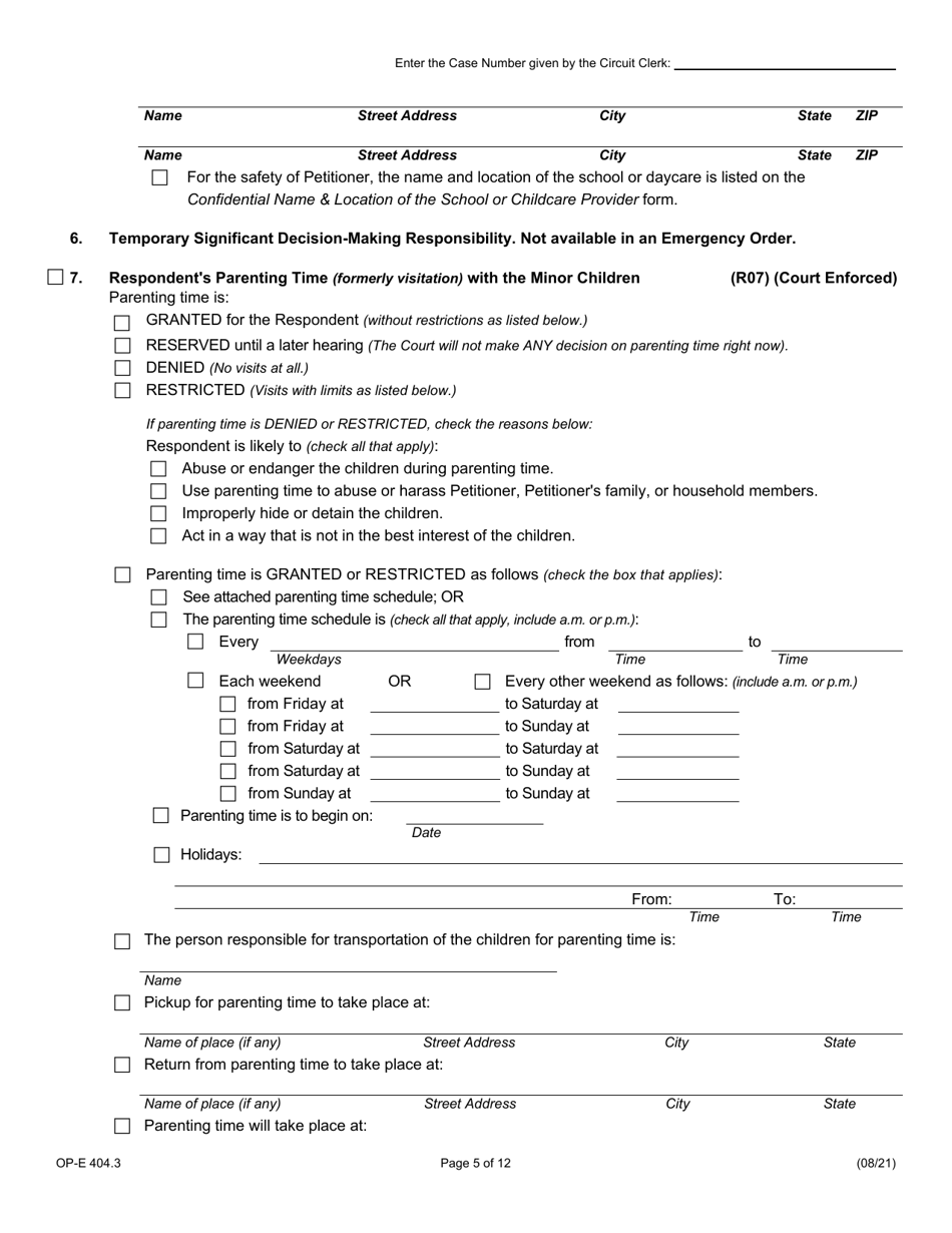 Form OP-E404.3 Emergency Order of Protection - Illinois, Page 5