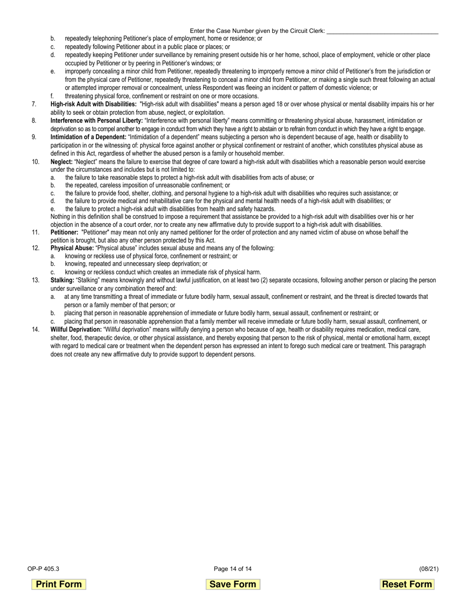 Form OP-P405.3 Order of Protection - Illinois, Page 14