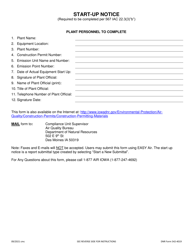 DNR Form 542-4019 Start-Up Notice - Iowa