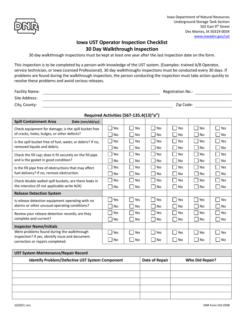dnr-form-542-0398-download-fillable-pdf-or-fill-online-iowa-ust-operator-inspection-checklist-30