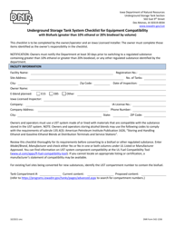DNR Form 542-1336 Underground Storage Tank System Checklist for Equipment Compatibility With Biofuels (Greater Than 10% Ethanol or 20% Biodiesel by Volume) - Iowa