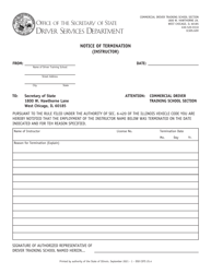 Form DSD CDTS25 Notice of Termination (Instructor) - Illinois