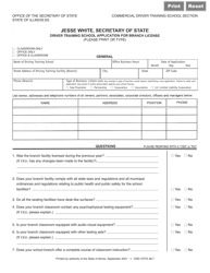 Form DSD CDTS38 &quot;Driver Training School Application for Branch License&quot; - Illinois
