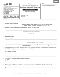 Form LP201 Certificate of Limited Partnership - Illinois