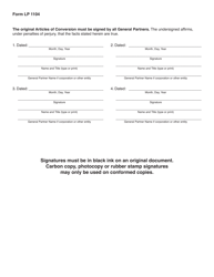 Form LP1104 Articles of Conversion - Illinois, Page 2