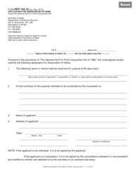 Document preview: Form NFP104.10 Application for Reservation of Name - Illinois