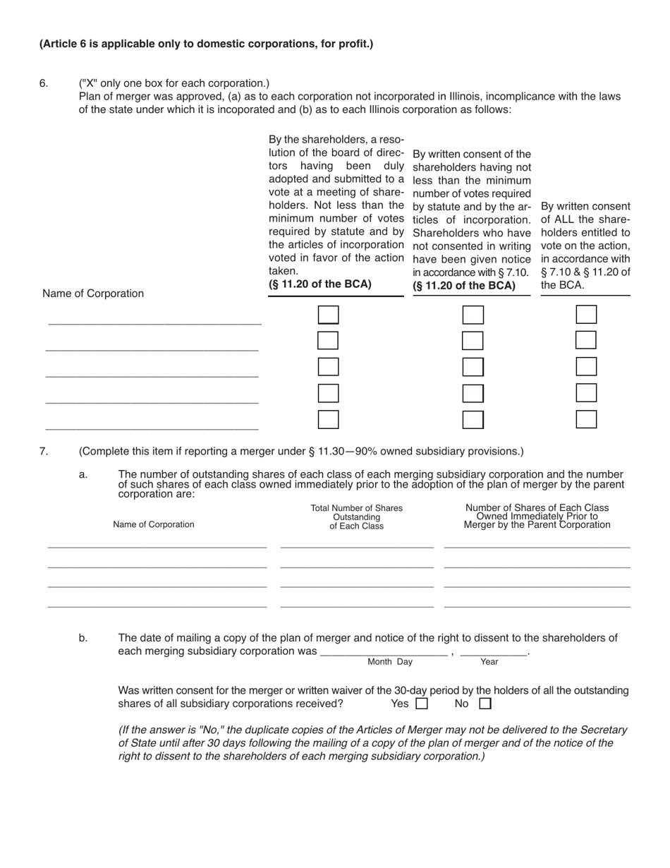 Form NFP111.37 Articles of Merger - Illinois, Page 3