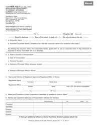 Document preview: Form NFP113.15 Application for Authority to Conduct Affairs in Illinois - Illinois